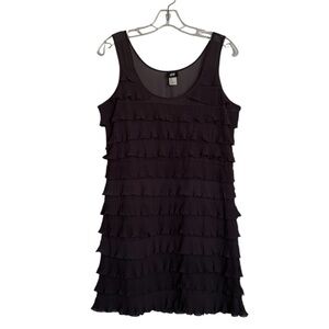 H&M Charcoal Gray Tiered Ruffle Mini Dress